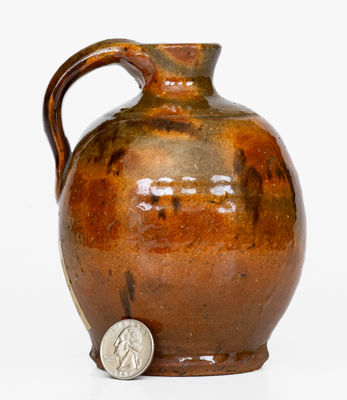 Fine Small Ovoid New England Redware Jug, c1800-30