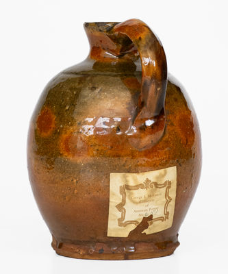 Fine Small Ovoid New England Redware Jug, c1800-30