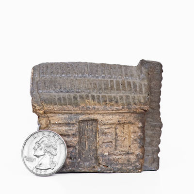 Very Rare Miniature Anna Pottery (Anna, Illinois) Stoneware Cabin