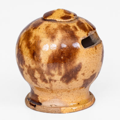 Small-Sized American Redware Bank w/ Manganese Decoration, 19th century
