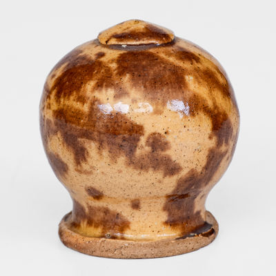 Small-Sized American Redware Bank w/ Manganese Decoration, 19th century