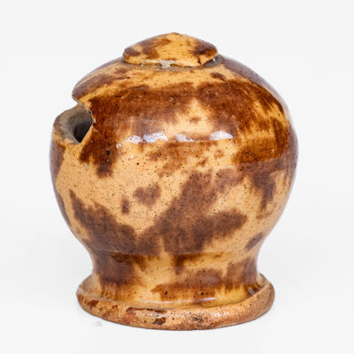 Small-Sized American Redware Bank w/ Manganese Decoration, 19th century