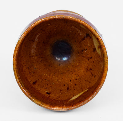 Rare American Redware Egg Cup w/ Marbled Slip Decoration, c1800-40