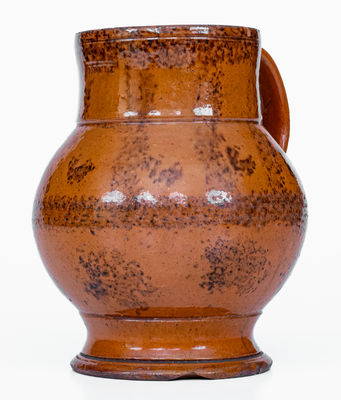 Exceptional J. BELL (Waynesboro, PA) Redware Ale Mug w/ Manganese Decoration, c1840