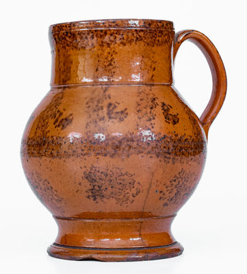 Exceptional J. BELL (Waynesboro, PA) Redware Ale Mug w/ Manganese Decoration, c1840