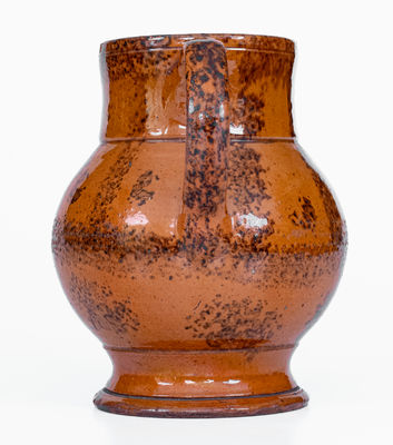 Exceptional J. BELL (Waynesboro, PA) Redware Ale Mug w/ Manganese Decoration, c1840