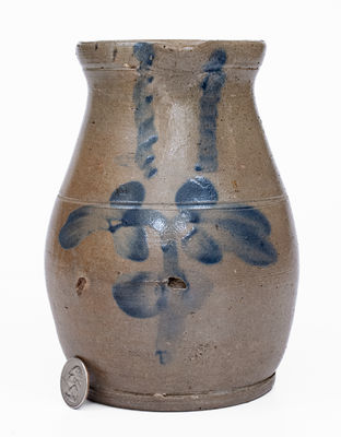 Half-Gallon Baltimore, MD Stoneware Pitcher w/ Clover Decoration, c1860