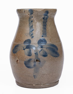 Half-Gallon Baltimore, MD Stoneware Pitcher w/ Clover Decoration, c1860