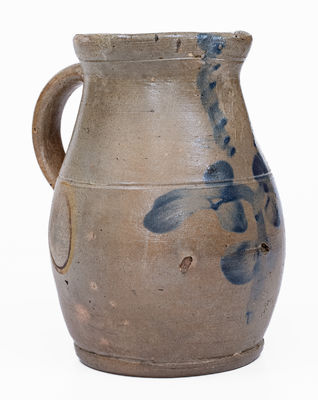 Half-Gallon Baltimore, MD Stoneware Pitcher w/ Clover Decoration, c1860