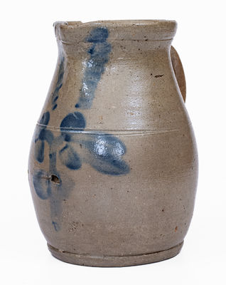 Half-Gallon Baltimore, MD Stoneware Pitcher w/ Clover Decoration, c1860