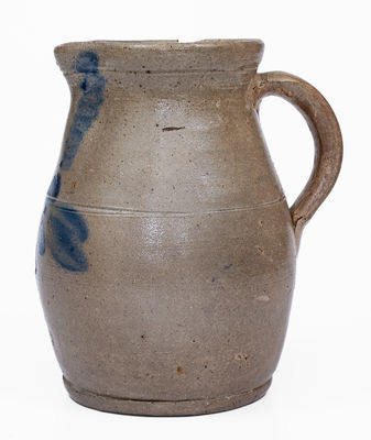 Half-Gallon Baltimore, MD Stoneware Pitcher w/ Clover Decoration, c1860