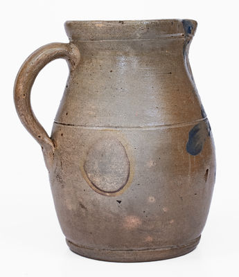Half-Gallon Baltimore, MD Stoneware Pitcher w/ Clover Decoration, c1860