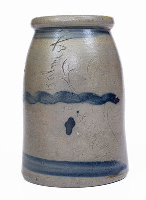 Very Rare Western PA Stoneware Canning Jar w/ Incised Pottery Order Notation
