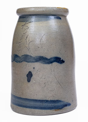 Very Rare Western PA Stoneware Canning Jar w/ Incised Pottery Order Notation