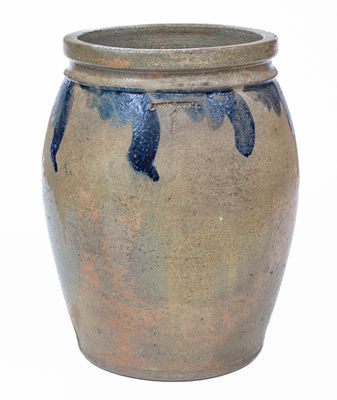JOHN BELL, Waynesboro, PA Stoneware Jar w/ Cobalt Swag Decoration