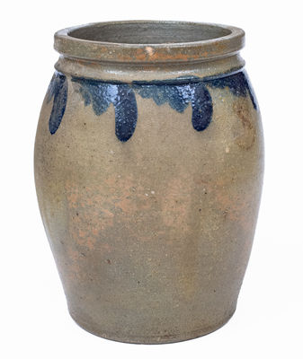 JOHN BELL, Waynesboro, PA Stoneware Jar w/ Cobalt Swag Decoration