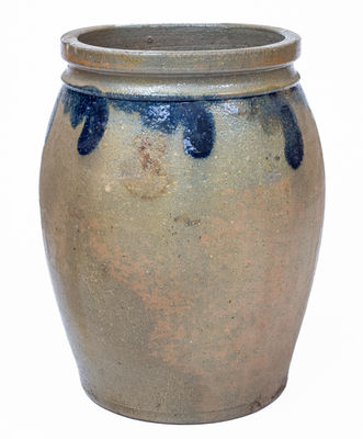JOHN BELL, Waynesboro, PA Stoneware Jar w/ Cobalt Swag Decoration