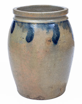 JOHN BELL, Waynesboro, PA Stoneware Jar w/ Cobalt Swag Decoration