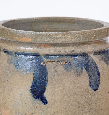 JOHN BELL, Waynesboro, PA Stoneware Jar w/ Cobalt Swag Decoration