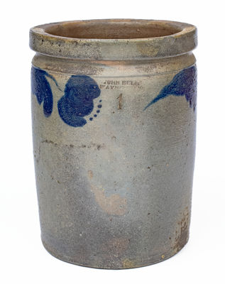 JOHN BELL / WAYNESBORO Stoneware Jar w/ Cobalt Floral Decoration