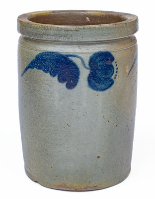JOHN BELL / WAYNESBORO Stoneware Jar w/ Cobalt Floral Decoration