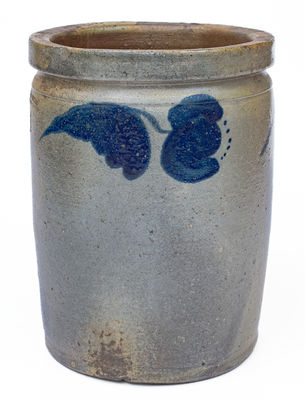 JOHN BELL / WAYNESBORO Stoneware Jar w/ Cobalt Floral Decoration