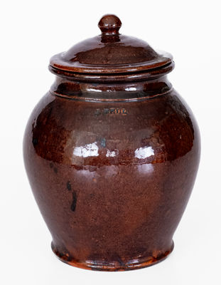 Fine J. BELL (John Bell, Waynesboro, PA) Lidded Redware Jar