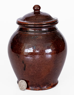 Fine J. BELL (John Bell, Waynesboro, PA) Lidded Redware Jar