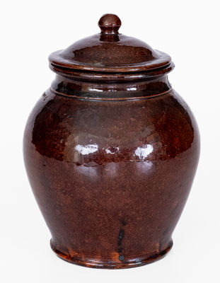 Fine J. BELL (John Bell, Waynesboro, PA) Lidded Redware Jar