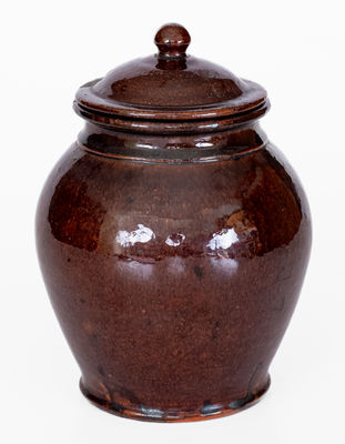 Fine J. BELL (John Bell, Waynesboro, PA) Lidded Redware Jar
