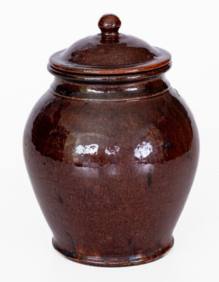 Fine J. BELL (John Bell, Waynesboro, PA) Lidded Redware Jar