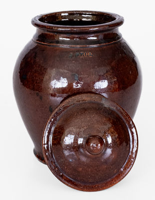 Fine J. BELL (John Bell, Waynesboro, PA) Lidded Redware Jar