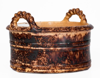 JOHN BELL / WAYNESBORO Redware Butter Tub with Manganese Decoration