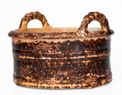 JOHN BELL / WAYNESBORO Redware Butter Tub with Manganese Decoration