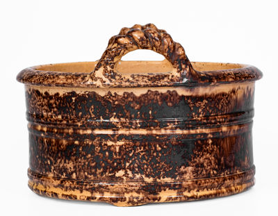 Very Fine JOHN BELL / WAYNESBORO Redware Butter Tub w/ Manganese Decoration