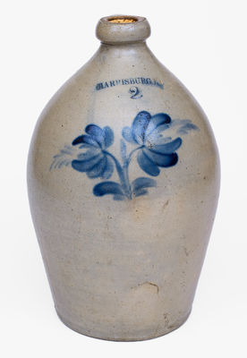 2 Gal. HARRISBURG, PA Stoneware Jug attrib. William Moyer, c1858-61
