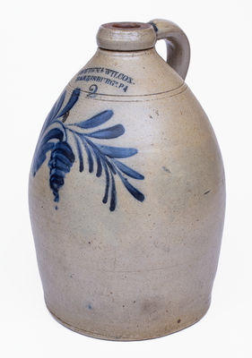2 Gal. COWDEN & WILCOX / HARRISBURG, PA Stoneware Jug w/ Floral Decoration
