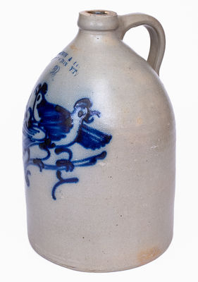 Fine J. NORTON & CO. / BENNINGTON, VT Stoneware Jug w/ Bold Double Bird Decoration