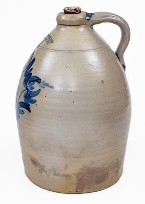 3 Gal. COWDEN & WILCOX / HARRISBURG, PA Stoneware Jug w/ Triple Floral Decoration
