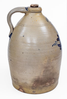 3 Gal. COWDEN & WILCOX / HARRISBURG, PA Stoneware Jug w/ Triple Floral Decoration