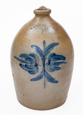 H. B. PFALTZGRAFF / YORK, PA Stoneware Jug w/ Floral Decoration