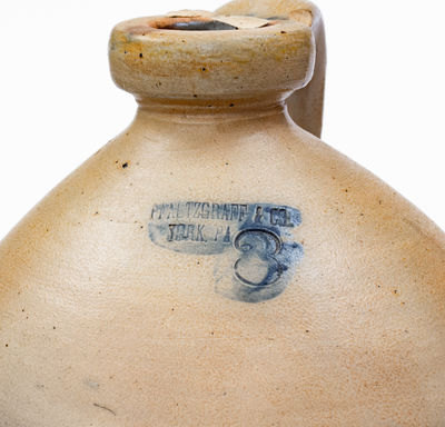 Rare 3 Gal. PFALTZGRAFF & CO. / YORK, PA Stoneware Jug, c1855-80