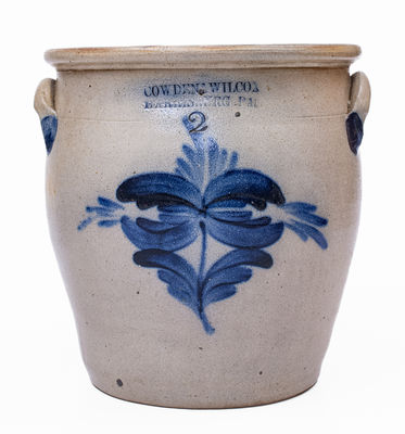 2 Gal. COWDEN & WILCOX / HARRISBURG, PA Stoneware Jar, c1865