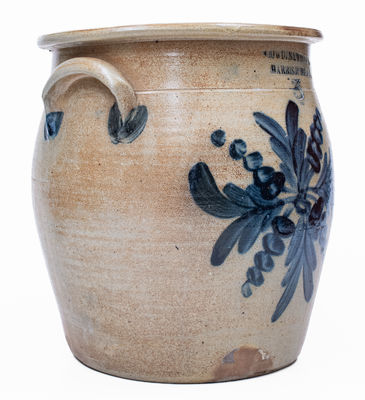 Fine 3 Gal. COWDEN & WILCOX / HARRISBURG, PA Stoneware Jar w/ Elaborate Floral Decoration