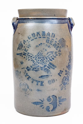 Scarce A. CONRAD / NEW GENEVA / FAYETTE CO., PA Stoneware Stenciled Eagle Churn