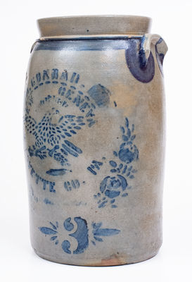 Scarce A. CONRAD / NEW GENEVA / FAYETTE CO., PA Stoneware Stenciled Eagle Churn