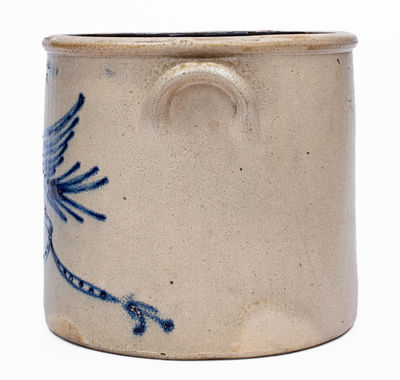 WM. E. WARNER / WEST TROY, NY Stoneware Crock w/ Flying Eagle Decoration