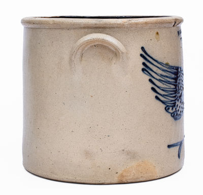 WM. E. WARNER / WEST TROY, NY Stoneware Crock w/ Flying Eagle Decoration