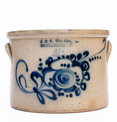 J. & E. NORTON / BENNINGTON, VT Stoneware Butter Crock, c1855