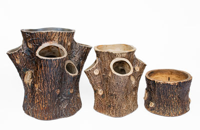 Lot of Three: Graduated F. B. NORTON & CO. / WORCESTER, MASS Stoneware Stump-Form Planters